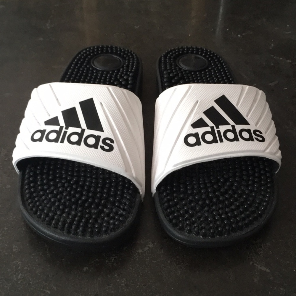 Never used adidas black & white loafers sz8